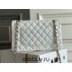 Chanel Classic Flap bag Medium 25 White with champagne gold hardware, Caviar leather, Hass Factory leather, seamless.