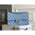 Chanel Classic Flap bag Medium 25 Blue with champagne gold hardware, Caviar leather, Hass Factory leather, seamless.