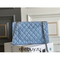 Chanel Classic Flap bag Medium 25 Blue with champagne gold hardware, Caviar leather, Hass Factory leather, seamless.