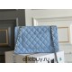 Chanel Classic Flap bag Medium 25 Blue with champagne gold hardware, Caviar leather, Hass Factory leather, seamless.