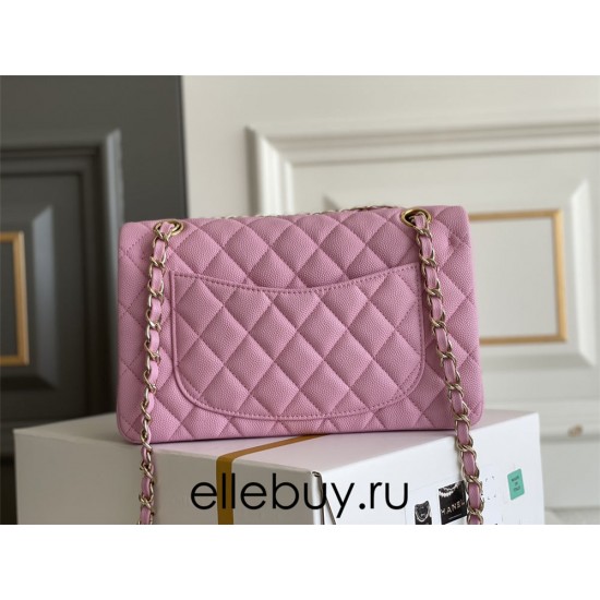 Chanel Classic Flap bag Small 23 Deep Pink with champagne gold hardware, Caviar leather, Hass Factory leather, seamless.