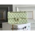 Chanel Classic Flap bag Small 23 Light Green with champagne gold hardware, Caviar leather, Hass Factory leather, seamless.