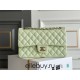 Chanel Classic Flap bag Medium 25 Light Green with champagne gold hardware, Caviar leather, Hass Factory leather, seamless.