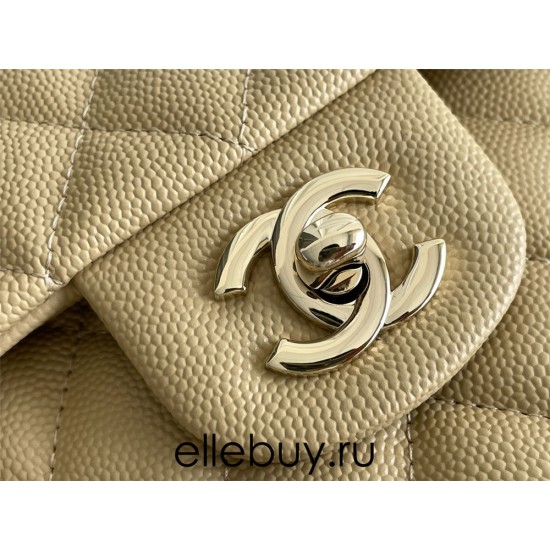 Chanel Classic Flap bag Small 23 Beige with champagne gold hardware, Caviar leather, Hass Factory leather, seamless.