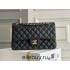 Chanel Classic Flap bag Medium 25 Black with gold hardware, Caviar leather, Hass Factory leather, seamless, black interior.