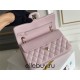 Chanel Classic Flap bag Small 23 Light Pink with champagne gold hardware, Caviar leather, Hass Factory leather, seamless.