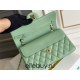 Chanel Classic Flap bag Small 23 Mint Green with champagne gold hardware, Caviar leather, Hass Factory leather, seamless.