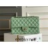 Chanel Classic Flap bag Medium 25 Mint Green with champagne gold hardware, Caviar leather, Hass Factory leather, seamless.