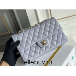 Chanel Classic Flap bag Medium 25 Light Purple with champagne gold hardware, Caviar leather, Hass Factory leather, seamless.