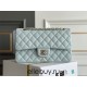 Chanel Classic Flap bag Medium 25 Light Blue with champagne gold hardware, Caviar leather, Hass Factory leather, seamless.