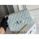 Chanel Classic Flap bag Medium 25 Light Blue with champagne gold hardware, Caviar leather, Hass Factory leather, seamless.