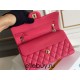 Chanel Classic Flap bag Small 23 Rose Red with champagne gold hardware, Caviar leather, Hass Factory leather, seamless.