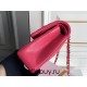 Chanel Classic Flap bag Medium 25 Rose Red with champagne gold hardware, Caviar leather, Hass Factory leather, seamless.