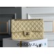 Chanel Classic Flap bag Medium 25 Light Yellow with champagne gold hardware, Caviar leather, Hass Factory leather, seamless.