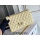 Chanel Classic Flap bag Medium 25 Light Yellow with champagne gold hardware, Caviar leather, Hass Factory leather, seamless.