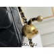 Chanel Classic Flap bag 23C 18 Gold Ball, Black with gold hardware, lambskin, Hass Factory leather, yellow interior, 18x13x7cm.