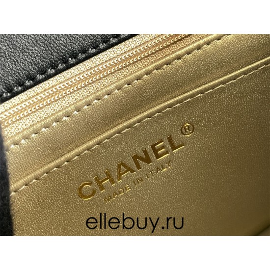 Chanel Classic Flap bag 23C 18 Gold Ball, Black with gold hardware, lambskin, Hass Factory leather, yellow interior, 18x13x7cm.