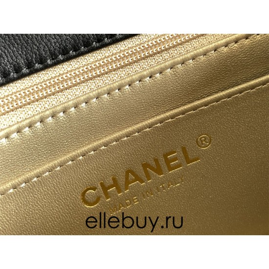 Chanel Classic Flap bag 23C 20 Gold Ball, Black with gold hardware, lambskin, Hass Factory leather, yellow interior, 20x13x7cm.