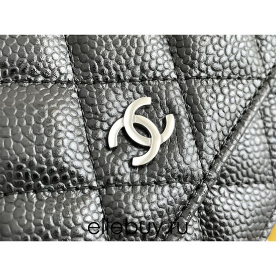 Chanel WOC Black with Silver Hardware Caviar Leather Hass Factory leather Red Interior 19x12x3.5cm