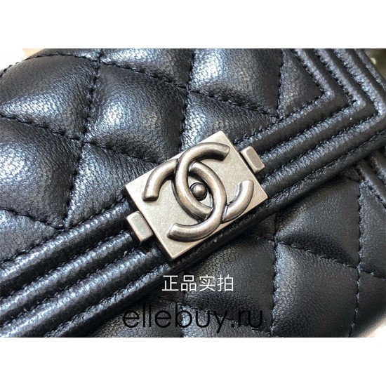 Chanel Classic Flap Wallet Short Black with Silver Hardware Lamb Leather Hass Factory leather 11x10cm