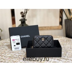 Chanel Classic Card Holder Black with Gold Hardware Caviar Leather Hass Factory leather 11cm