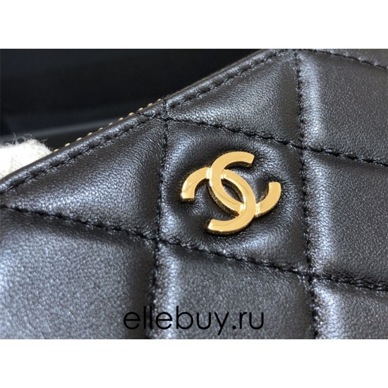 Chanel Classic Card Holder Black with Gold Hardware Caviar Leather Hass Factory leather 11cm