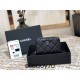 Chanel Classic Card Holder Black with Silver Hardware Lamb Leather Hass Factory leather 11cm