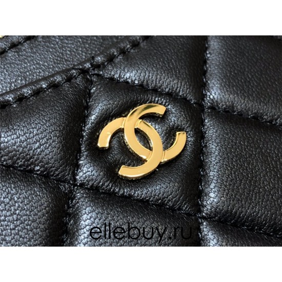 Chanel Classic Card Holder Black with Gold Hardware Lamb Leather Hass Factory leather 11x8cm