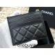 Chanel Classic Card Holder Black with Gold Hardware Lamb Leather Hass Factory leather 11x8cm