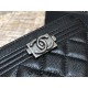 Chanel Leboy Card Holder Black with Silver Hardware Caviar Leather Hass Factory leather 11x8cm