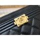 Chanel Leboy Card Holder Black with Gold Hardware Caviar Leather Hass Factory leather 11x8cm