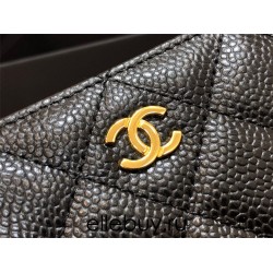 Chanel Long Wallet Folded Black with Gold Hardware Caviar Leather Hass Factory leather 19cm