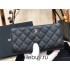 Chanel Long Wallet Folded Black with Silver Hardware Caviar Leather Hass Factory leather 19cm