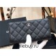 Chanel Long Wallet Folded Black with Silver Hardware Caviar Leather Hass Factory leather 19cm