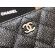 Chanel Long Wallet Folded Black with Silver Hardware Caviar Leather Hass Factory leather 19cm