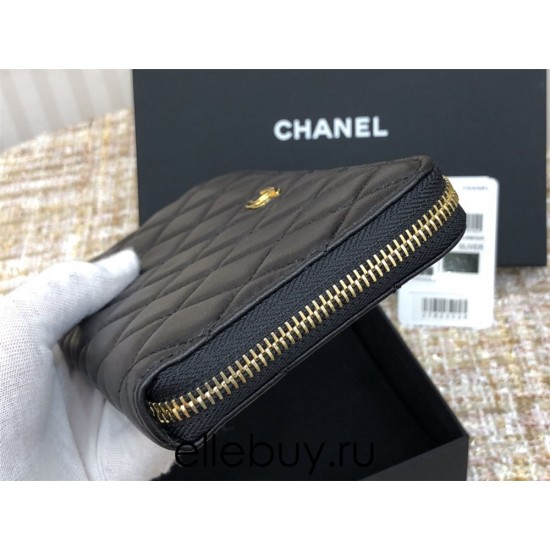 Chanel Long Wallet Folded Black with Gold Hardware Lamb Leather Hass Factory leather 19cm