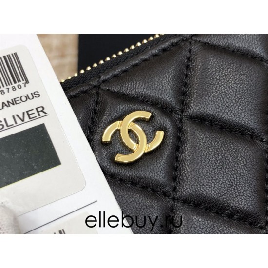 Chanel Long Wallet Folded Black with Gold Hardware Lamb Leather Hass Factory leather 19cm