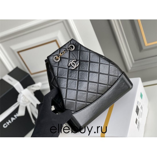 Chanel Gabrielle 2021 Backpack Black with Silver Hardware Lamb Leather Hass Factory leather 23x23x11cm