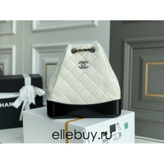 Chanel Gabrielle 2021 Backpack White with Silver Hardware Lamb Leather Hass Factory leather 23x23x11cm