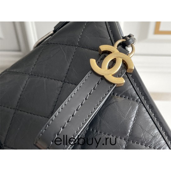 Chanel Gabrielle Hobo Black with Gold Hardware Lamb Leather Hass Factory leather 15x20x8cm