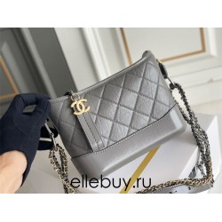 Chanel Gabrielle Hobo 22A Gray with Gold Hardware Lamb Leather Hass Factory leather 15x20x8cm