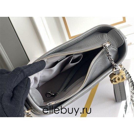 Chanel Gabrielle Hobo 22A Gray with Gold Hardware Lamb Leather Hass Factory leather 15x20x8cm