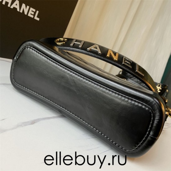 Chanel Gabrielle Hobo Black with Gold Hardware New Alphabet Shoulder Strap Lamb Leather Hass Factory leather 25cm