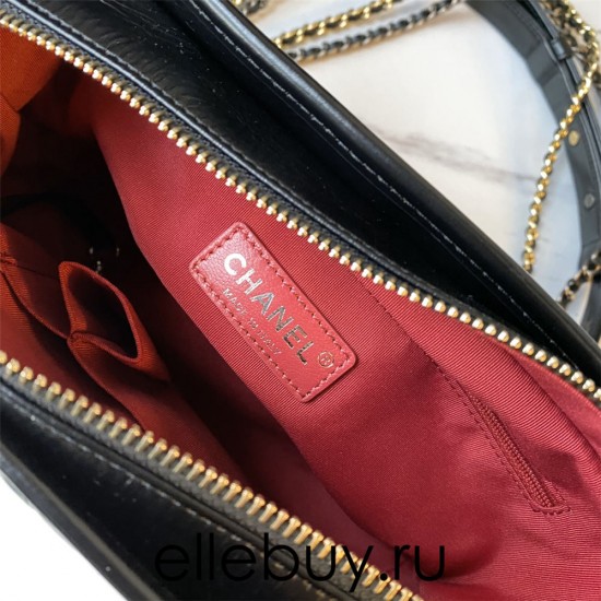 Chanel Gabrielle Hobo Black with Gold Hardware New Alphabet Shoulder Strap Lamb Leather Hass Factory leather 25cm