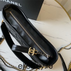 Chanel Gabrielle Hobo Black with Gold Hardware New Alphabet Shoulder Strap Lamb Leather Hass Factory leather 28cm