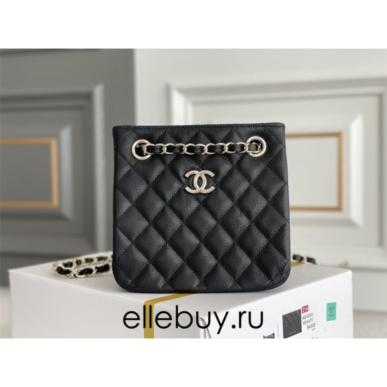 Chanel 22S Small Barrel Bag Black Champagne Gold Hardware Caviar Leather Hass Factory leather 16x15x9cm