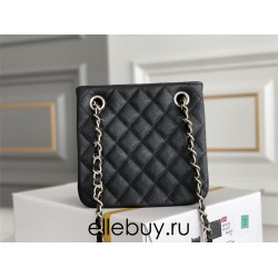 Chanel 22S Small Barrel Bag Black Champagne Gold Hardware Caviar Leather Hass Factory leather 16x15x9cm