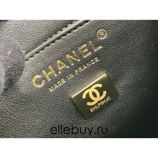 Chanel 22S Small Barrel Bag Black Champagne Gold Hardware Caviar Leather Hass Factory leather 16x15x9cm