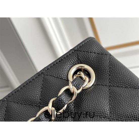 Chanel 22S Small Barrel Bag Black Champagne Gold Hardware Caviar Leather Hass Factory leather 16x15x9cm