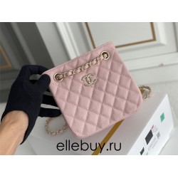 Chanel 22S Small Barrel Bag Pink Champagne Gold Hardware Caviar Leather Hass Factory leather 16x15x9cm